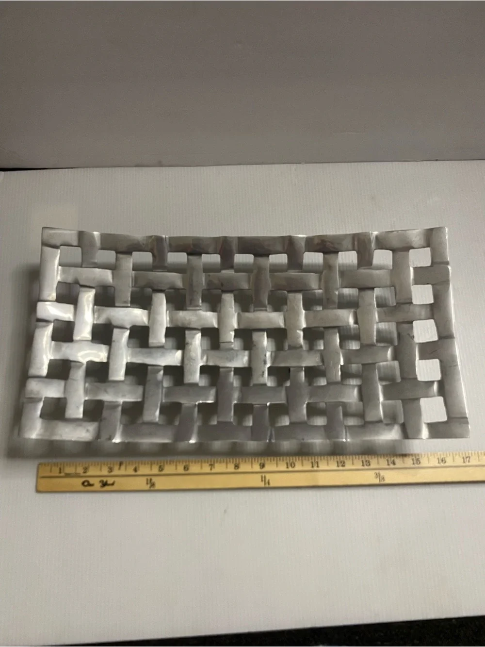 Silver Woven Metal Decorative Tray - Home Bath